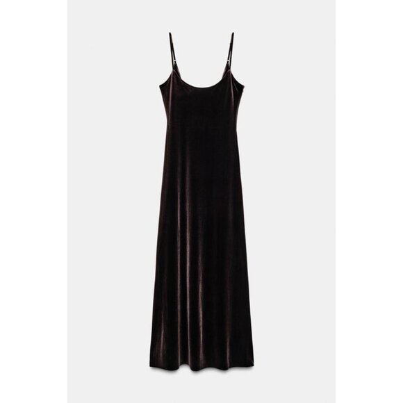 ZARA LONG VELVET DRESS - Picture 7 of 9